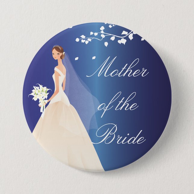 Blue Bride MOB Bridal Party  Button (Front)