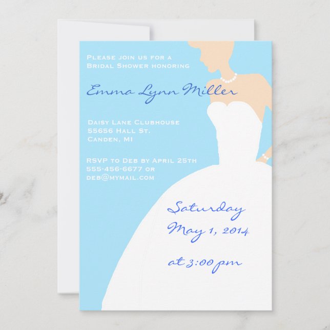 Blue Bride Silhouette Bridal Shower Invitation (Front)