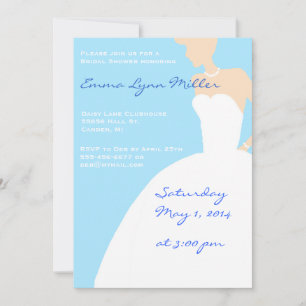 Blue Bride Silhouette Bridal Shower Invitation