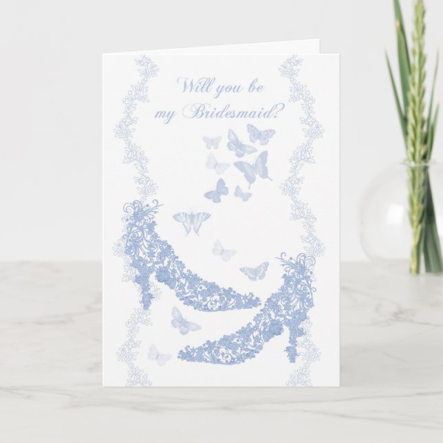 Blue Bridesmaid Card - Will You Be My Bridesmaid (Front)