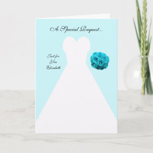 Blue Bridesmaid Invitation Card -- Bridal Gown