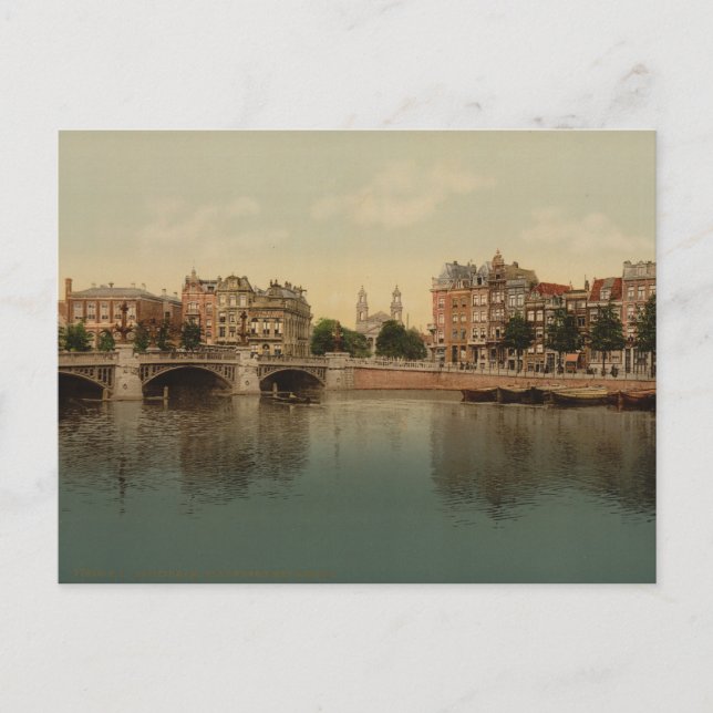 Blue Bridge and the Amstel River, Amsterdam Postcard (Front)