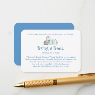 Blue Bring a Book Elephant Rabbit Enclosure Card