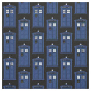 Blue British Police Box fabric for Time Travel
