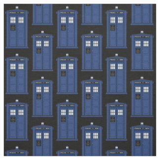 Blue British Police Box fabric for Time Travel