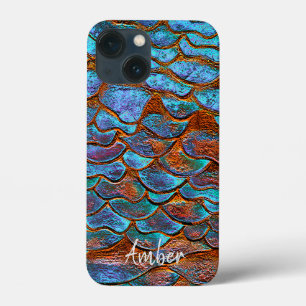 Blue Bronze Copper Metallic Pattern Personalised C iPhone 13 Mini Case