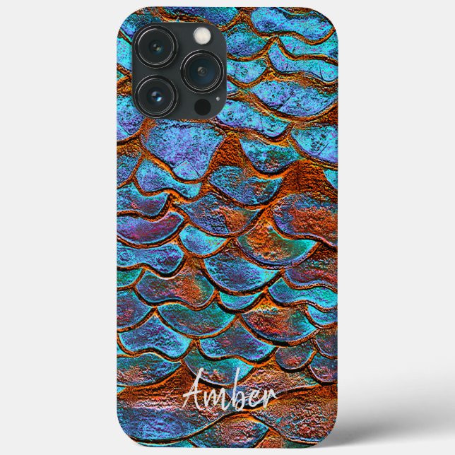 Blue Bronze Copper Metallic Pattern Personalised Case-Mate iPhone Case (Back)