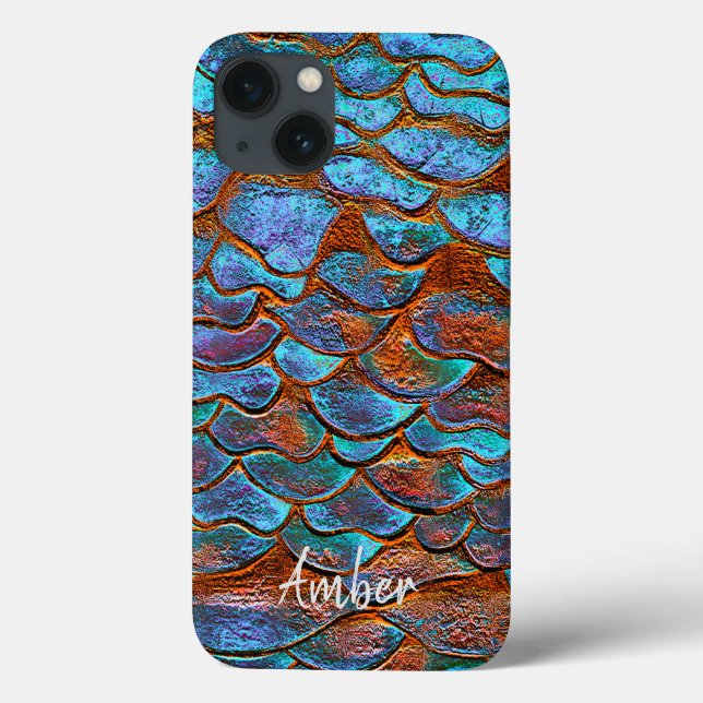 Blue Bronze Copper Metallic Pattern Personalised Case-Mate iPhone Case (Back)