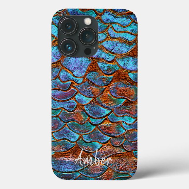 Blue Bronze Copper Metallic Pattern Personalised Case-Mate iPhone Case (Back)