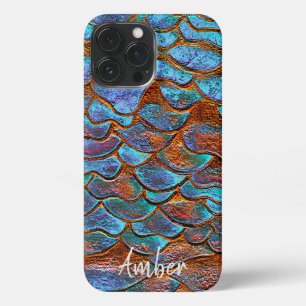 Blue Bronze Copper Metallic Pattern Personalised iPhone 13 Pro Max Case