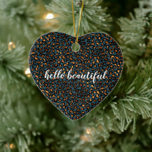 Blue Bronze Leopard Print Ceramic Ornament