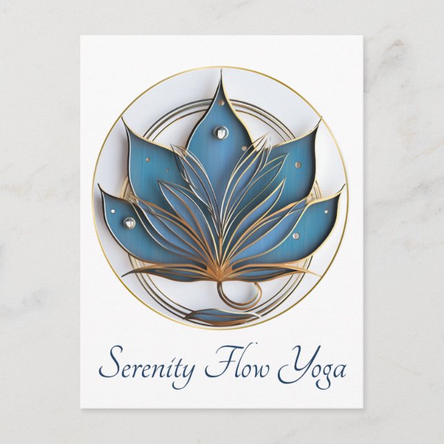 Blue Brown Abstract Lotus Flower Elegant stylish Postcard (Front)