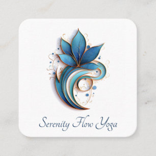 Blue Brown Abstract Lotus Swirl Elegant stylish Square Business Card
