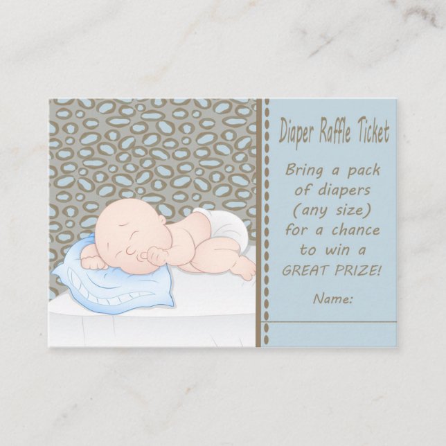 Blue/Brown and Cute Baby Diaper Raffle Tickets Enclosure Card (Front)