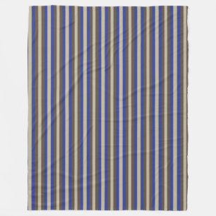 Blue Brown Beige Vertical Stripe Fleece Blanket