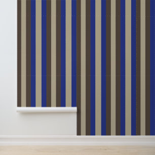 Blue Brown Beige Vertical Stripe Wallpaper