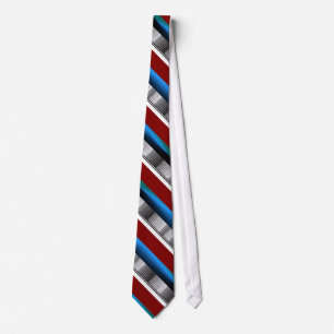 Blue Brown Black & White Striped Tie