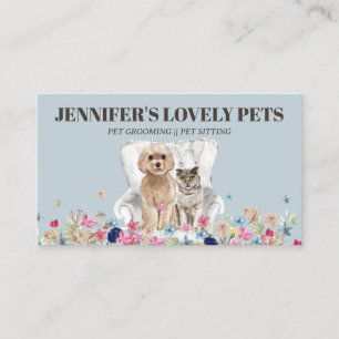 Blue Brown Cat Dog Pet Business Card