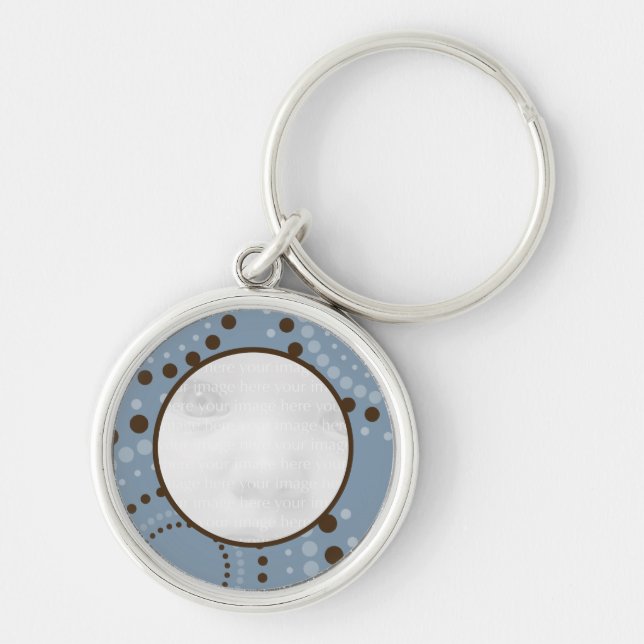 Blue & Brown Cirlce Baby Photo Keychain (Front)