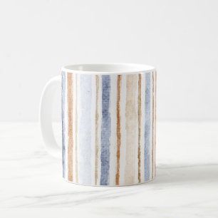 Blue Brown Cream Stripes Coffee Mug
