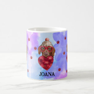 Blue Brown Dachshund Valentine's Day Gift Dog Coffee Mug