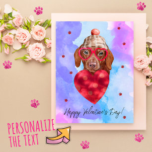 Blue Brown Dachshund Valentine's Day Gift Dog Holiday Postcard