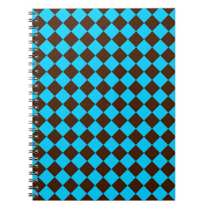 Blue Brown Diamond Chequered Pattern Notebook