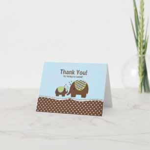 Blue & Brown Elephant Thank You Note Card