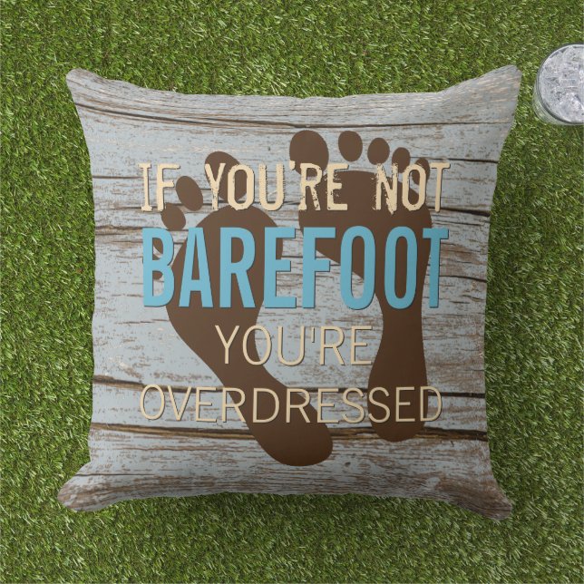 Blue Brown Faux Weathered Wooden Plank Pattern Cushion (Grass)