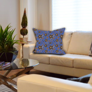 Blue Brown Floral Cushion