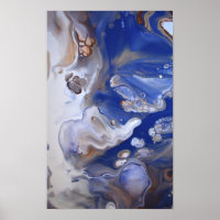 Blue Brown Fluid Art Abstract Marble Flow