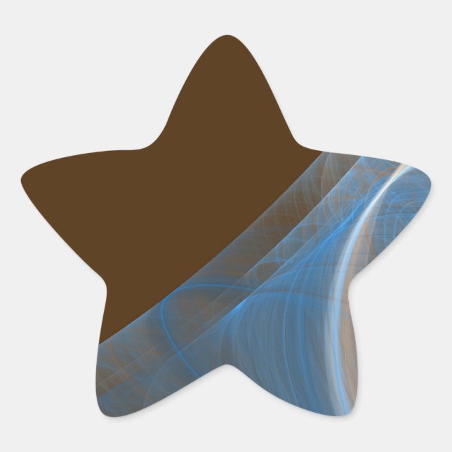 Blue & Brown Fractal Background Star Sticker (Front)