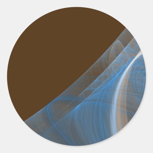 Blue & Brown Fractal BackgroundRound Sticker (Front)