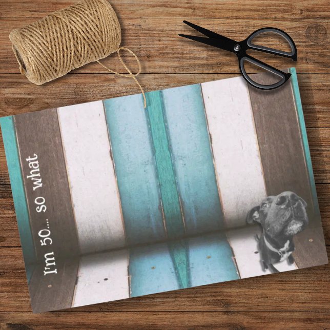 Blue Brown Funny 50th Dog Close Up Tissue Paper (I'm 50....so what!
Happy 50th birthday and celebrate with this matching party collection!)