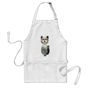 Blue Brown Glass Bead Cat Standard Apron