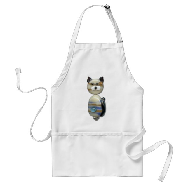 Blue Brown Glass Bead Cat Standard Apron (Front)