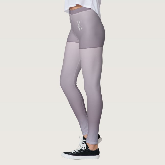 Blue Brown Grey Gradient, Shorts, Custom Monogram Leggings (Left)