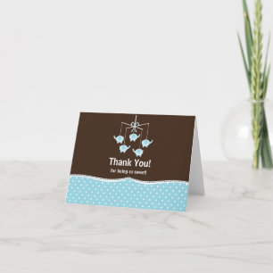 Blue & Brown Mobile Thank You Note Card