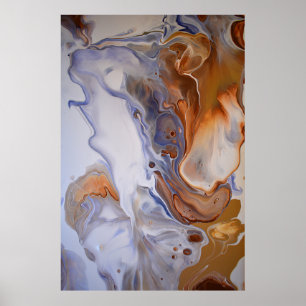 Blue Brown Modern Contemporary Abstract Art Poster