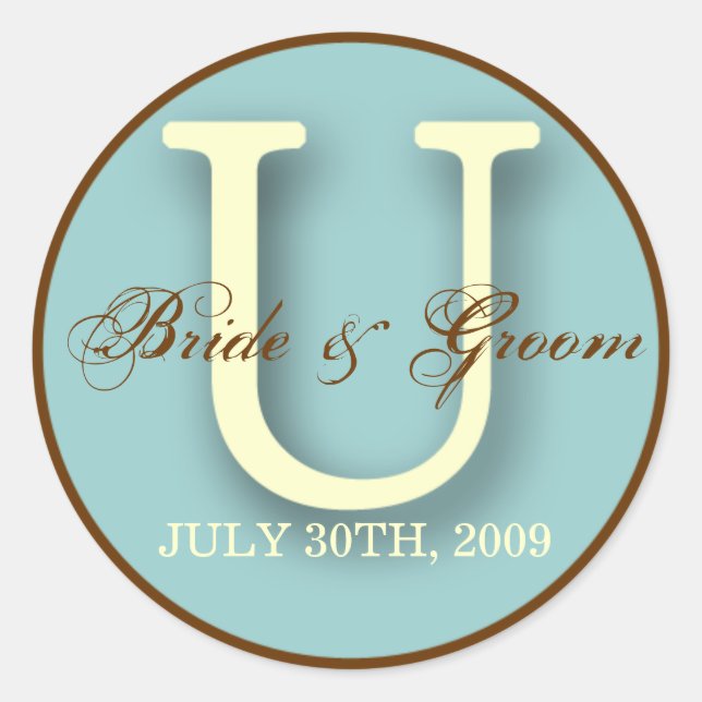 Blue & Brown Monogram U Sticker (Front)