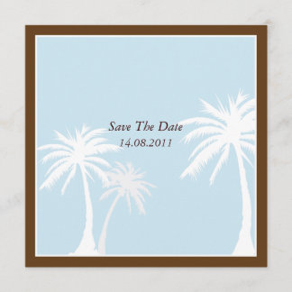 Blue / brown Palm Tree Wedding Save the Date