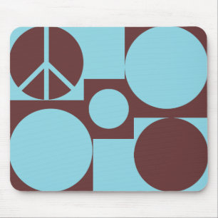 Blue & Brown Peace Dots Mouse Pad