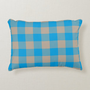Blue Brown Plaid Chequered Pattern Decorative Cushion
