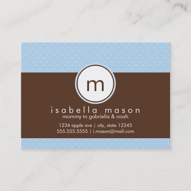 Blue & Brown Polkadot Mummy Card (Front)