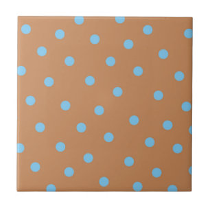 Blue Brown Polkadot Pattern Ceramic Tile