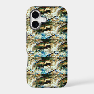 blue brown rock art case