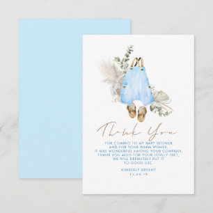 Blue Brown Sage Baby Shower Little Thank You Card