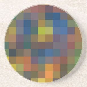 Blue Brown Squares Sandstone Coaster