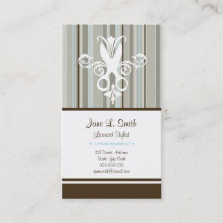 Blue/Brown Stripe Scissors Appointment Card