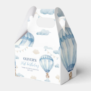 Blue Brown Teddy Bear Birthday Favour Box 